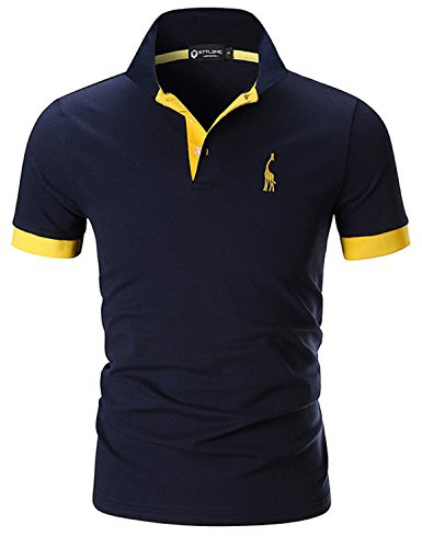STTLZMC Polo para Hombre de Manga Corta Casual Moda Algodón Camisas Cuello en Contraste Golf Tennis
