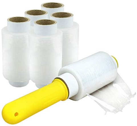 Malerversand Handabroller + 6x Stretchfolienrolle - Verpackungsfolie - Wickelfolie | transparent