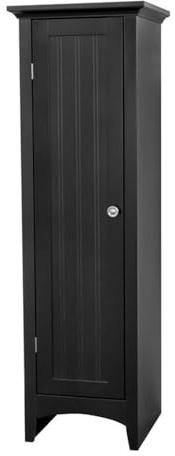 OS Home and Office Furniture 15 1-Door Wood Kitchen Storage Pantry in Black