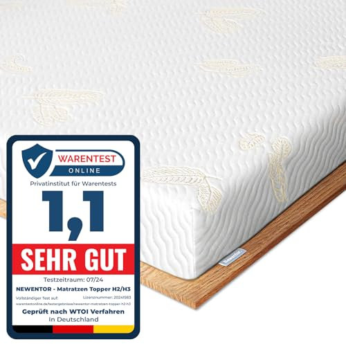 Newentor® Matratzen Topper 90x200cm H2 H3, Matratzentopper 90x200 Schlafsofa Bett Gelschaum, Mattress Topper 90x200 Boxspringbett Öko-Tex Zertifiziert Gel Bezug Kaltschaum 7CM Höhe