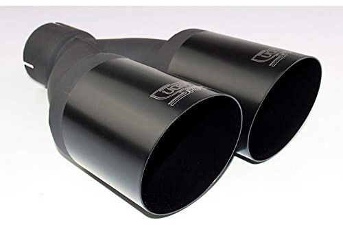 Ulter Sport Endrohr - Doppel Rund Ø90mm Schräg - Länge 280mm - Montage ->55mm - Schwarz Edelstahl