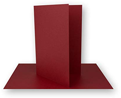 50x Faltkarten DIN A7 in Dunkelrot (Rot) - 10,5 x 7,4 cm - Grammatur: 240 g/m² - Kleine Doppelkarten blanko zum Selbstgestalten und Bedrucken