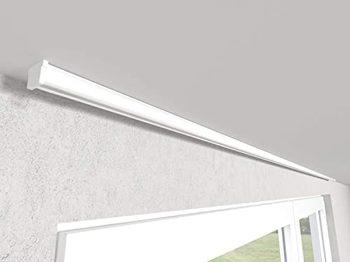 Market-Alley Vorhangschiene Aluminium Weiß/Schwarz Gardinenschiene ; C 1-läufig ; 120cm-600cm. Für Kräuselband Gardinen oder Schiebevorhang (nur Weiß Gardinenschiene ; 120cm) | Weiß/Schwarz Gardinenschiene ; C 1-läufig ; 120cm-600cm. Für Kräuselband Gardinen oder Schiebevorhang