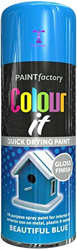 2x Spray Paint Aerosol Primer Matt Gloss Metallic Chalk Glitter Wood Metal Plastic (Beautiful Blue)