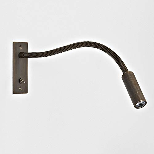 LMAMZ Led Spotlight Lamp Long Gooseneck, Gooseneck Lamp Chrome Wall Mounted Reading Lights for Bedroom with Switch, 360 Rotatable Wall Light Flexible Bedside Lamps Single Spot Lights for Wall,Bronze