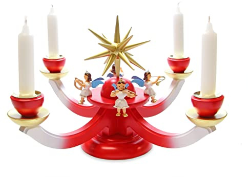 Adventsleuchter Blank Faltenrockengel® Kerzenleuchter mit 4 sitzenden Engeln