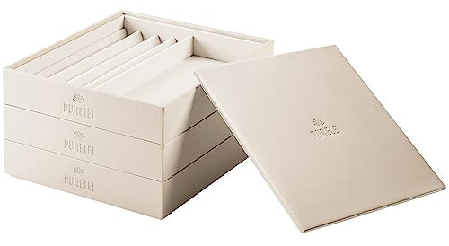 Purelei® Schmuckkasten mit 3 Schubladen – 3 stapelbare Schmuckktabletts aus Kunstleder – Schmuck Organziers für deine Schmuckstücke – Schmuckbox Praktisch und Stilvoll – 18 x 18 x 3 cm