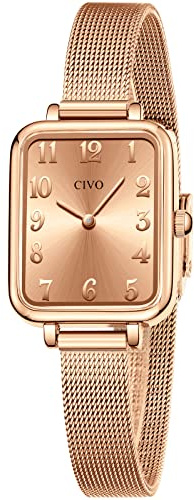 CIVO Relojes Mujer Impermeable Ultra Minimalistas Damas Malla Banda Elegante Moda Vestir Negocio Casual Oro Rosa