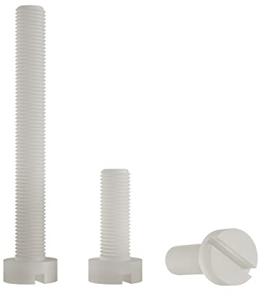 Enkotrade 4 Stück Flachkopfschrauben M8, 40 mm Länge, mit Schlitz Kunststoffschrauben Schrauben Sortiment DIN 84 Plastikschrauben Nylon Zylinderschraube