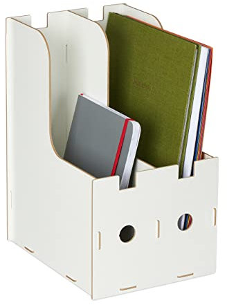 Relaxdays Stehsammler, 2 Schuber, DIN A4, Hefter & Akten, Büro- & Schulorganisation, Zeitschriftensammler, MDF, weiß