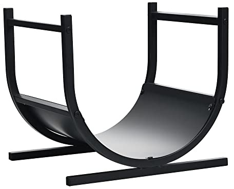 GOPLUS Porte-Bûches Cheminée en Fer Forme de U, Support de Cheminée en Fer Forgé, Intérieur Extérieur, Capacité 30 kg,36,5 x 43 x 39,5 cm