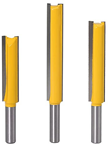 Treki 3 Stück 8 mm Schaft gerade Fräser extra lang Flush Trim Router Bits Nutfräser gerade 50 mm 63 mm 76 mm Bohrer Carbide Router Bits Holz Fräser Oberfräse Holzfräser Holzbeere