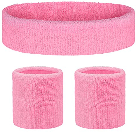Flintronic Schweißband Set, Schweißbänder Handgelenk, Sportstirnband, Handgelenk, Stirnbänder Feuchtigkeitstransport, für Handball Fußball Tennis