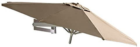 LBONG Wandschirm,Alu Sonnenschirm Balkon Ampelschirm mit Metallmast Balkonschirm mit Wand Halterung ohne Schirmständer (2.2m(7.2ft),Khaki)