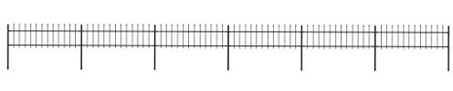 BaraSh Gartenzaun mit Speerspitzen Stahl 10,2 x 0,6 m Schwarz Dekorative ZäUne Gartenzaun Zaunelemente Metall Metallzaun Steckzaun