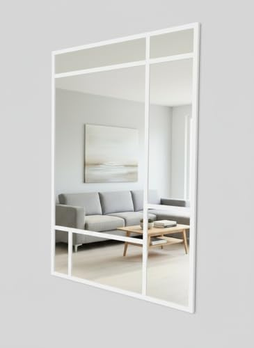 THEROSE Espejo Ventana Atelier, Espejo Industrial Atelier, Aluminio Negro, 120x80 cm (100x80, Blanco)