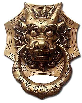 1Pcs Große Messing Drachen Kopf Türklopfer Vintage Casting Villa Hof Tor Ring Türgriff Holz Tür Antike Dezember Klopfer