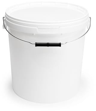 Garronda 20L 10 Stück Eimer mit Deckel Weiß Aufbewahrungsbehälter GD-0071 | Mit Bügelgriff, strapazierfähig, leicht zu reinigen und lichtundurchlässig, schützt vor Austrocknung und Insektenzugang