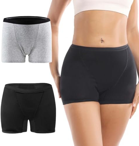 SHANJINL Perioden Unterwäsche Damen,Periodenunterwäsche Starke blutung, mit 120 ml Sofortaufsaugendes Pad bequem und auslaufsiche,Menstruation Unterhosen Postpartum Slips 2er Pack(Size:L)