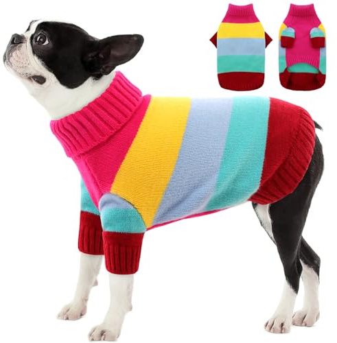 AOFITEE Hundepullover Grosse Hunde, Warmer Weihnachten Pullover Hund L | Strick Hundepulli Große Hunde mit Rollkragen, Winter Hundebekleidung Hunde Pullover für Bulldogge, Greyhound, Whippet