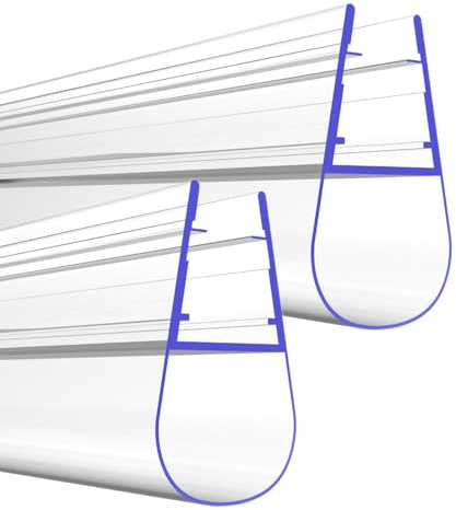 PRIOstahl Duschdichtung Dichtung mit Gummilippe Dichtungsprofil - 2 x Transparente Duschtürdichtung für Glasstärke: 8 mm Länge: 1 Meter Wasserabweiser für Duschtüren Glastüren Duschwand Bad