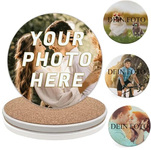 SHUIBIAN Bierdeckel mit Foto personalisiert - Personalisierbare Bierdeckel Bedrucken Einzigartige Geburtstags Xmas Geschenke (Keramik, 10er Set)