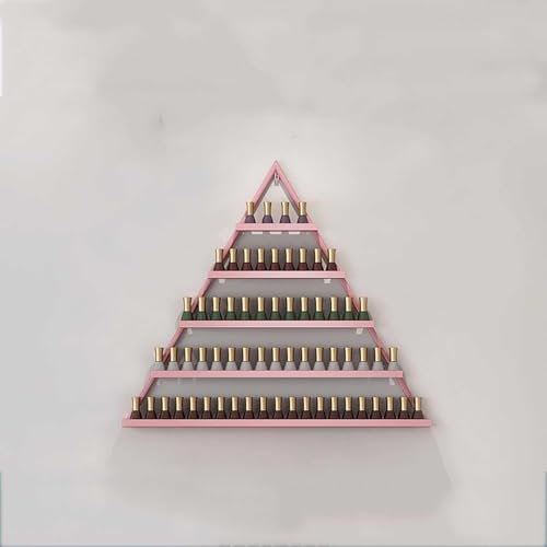 ZYJIX Nagellackregal, An Der Wand Montierter Dreieckiger Flaschenaufbewahrungshalter – Salongeschäft, Parfüm-Organizer, Schwebendes Regal, Präsentationsleisten(Size:Einzelstück,Color:Pink)