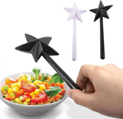 Set di 2 Sali e, Design Carino a Stella, Plastica Premium, a Forma di Bacchetta Saliera e in Plastica Carino a Forma di Stella Dispenser di Sale Forniture da