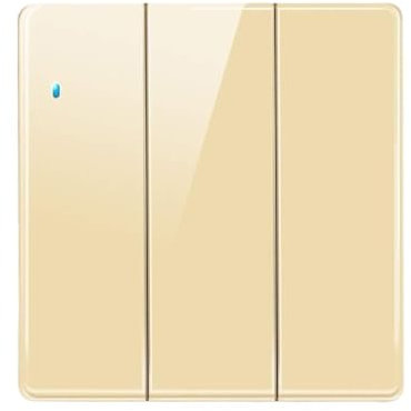 Wandlichtschalter, Wandschalter, goldener Wandschalter aus gehärtetem Glas, Typ 86, Innenlichtschalter for Hotelrestaurants, verdeckter 10-A-PC-Schlüsselschalter mit LED-Anzeigeleuchte(3 Gang 1 Way)