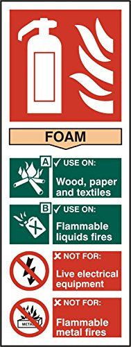 BEESWIFT FIRE Extinguisher Foam Sign Rigid PVC White 82X202MM