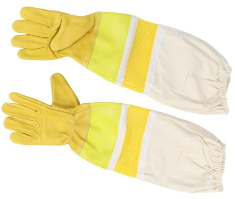 Imkerhandschuhe Pro mit Atmungsnetz in M L XL XXL aus Ziegenleder für Insekten Bienen Imkerei Stichschutz, XL (10)