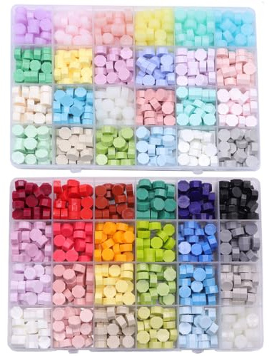 Rarapop 1200 Stück Siegelwachs, 48 Farben Wachssiegel, Siegelwachs Satz für Einladungen, Karten, Paket Geschenk, Brief, Weinpaketen, Hochzeitseinladungen, Versiegeln von Brief Stempeln (MM)