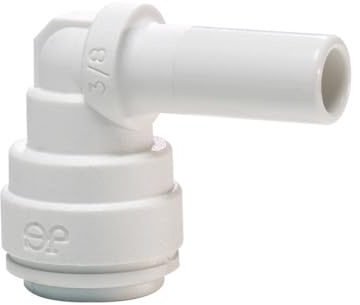 John Guest Stem Elbow Fitting, 3/8 inch Push-fit × 3/8 inch Stem, 90° Angle, White