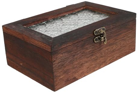 Holibanna Holzkästchen Mit Glasdeckel Aufbewahrungsbox Aus Massivholz Schmuckkästchen Mit Deckel Für Andenken Ordnungsbox Mit Glasabdeckung Für Heimdekoration Und Sammlerstücke