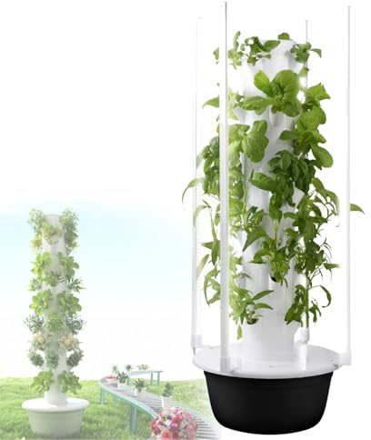GTANND Tour de Culture hydroponique Verticale Hors Sol, Tour de Culture Verticale à Circulation d'eau Automatique, Tour hydroponique, pour intérieur/extérieur green-5layers+plantlight