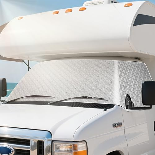 RedCall RV Windshield Sun Shade Cover,Rv Window Shade for Class C Ford E450 1997-2025 Motorhome,Upgraded Thickening Type for Ice and Snow,Rv Accessories for Inside