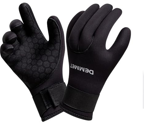 DEMMET Neopren-Handschuhe Tauchen 1,5 MM / 3 MM / 5 MM Fünf Finger Wärme Tauchen Anzug Winter Handschuhe Männer und Frauen Verschleißfeste Ski Tauchen Ausrüstung Winter Wärme (3 mm schwarz, M)
