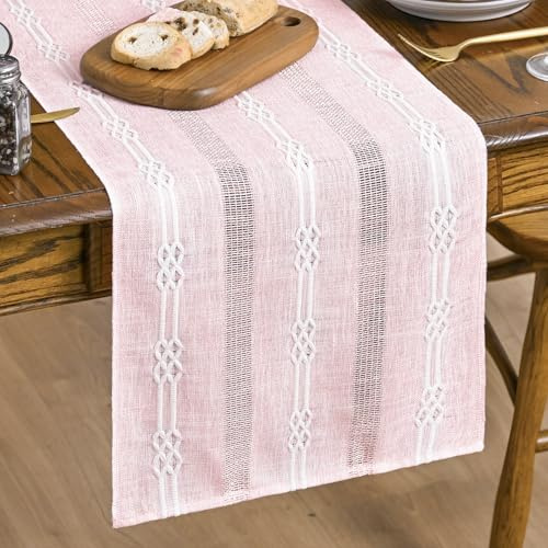 Artoid Mode Bauernhaus Rustikal Landhausstil Rosa Tischläufer 33x183 cm, Küche Tisch Geburtstag Vintage Drinnen Urlaub Party Dekor