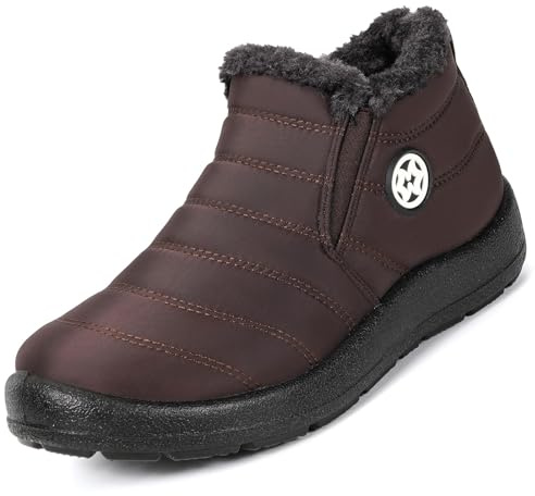 Gaatpot Botas para Mujer Botines de Invierno Forradas con Pelo Botas de Nieve Antideslizante Zapatos Outdoor Ligero,Marrón oscuro,39 EU
