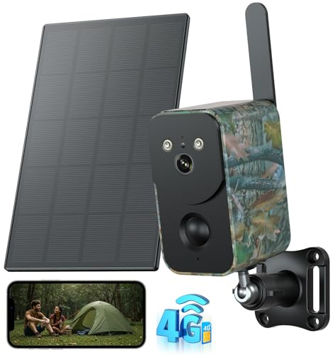 Xega 4G LTE Telecamera Esterno Solare con SIM, Batteria 10000mAh,senza WiFi