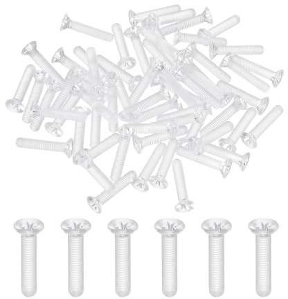 QUARKZMAN 60Stk M3x15mm Klare Kunststoff Phillips Maschinenschrauben Isolierte PC Senkkopfschrauben Flachkopf Maschinentransparente Acrylschrauben
