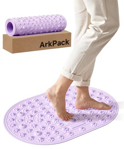 Foot Massage Mat,23 * 15.5IN Cat Paw Pattern Foldable Bathtub Mat Non-Slip Acupressure Mats Pad Comfort Foot Pressure Point Mat for Bathroom,Standing Desk Pad,Stress Relief,Arch & Heel Pain - Purple