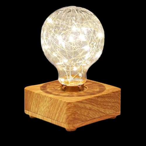 USB Lade Nachtlicht und Glas, Dekorative LED Tischlampe | Warme Lichtwirkung, Schlichtes Design, für Restaurant und Café Shop, Einfach und Bequem zu Nutzen