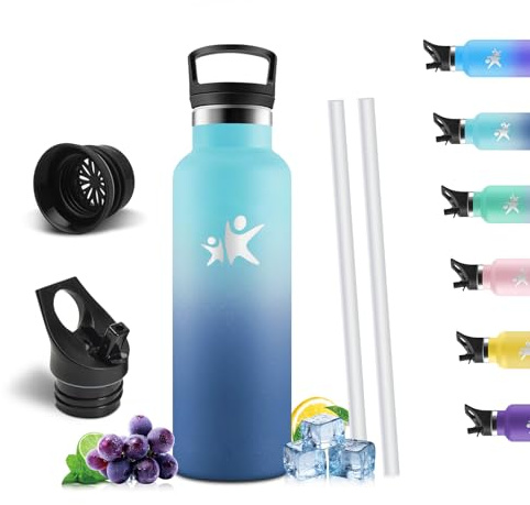 Mulbijeo Borraccia Termica Bambini 500 ML, Senza BPA, Bottiglia Termica, 18/8 Acciaio Inox, Borracce, Sottovuoto a Doppia Parete, BorraccIe Termiche con Cannuccia, Termos per Scuola, Sport