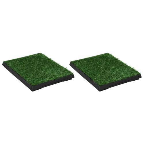 Mokuyary 2 Piece Pet Mat with Tray and Green Artificial Grass, Artificial Grass Potty Training Indoor and Outdoor, Dog Pee Mat