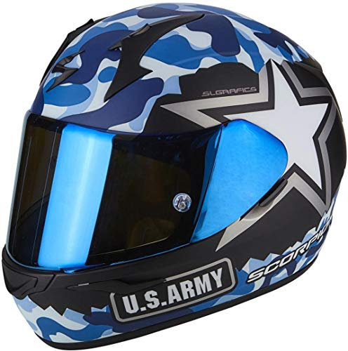 Scorpion Motorradhelm Exo 390 Army, Schwarz/Blau, Größe XL