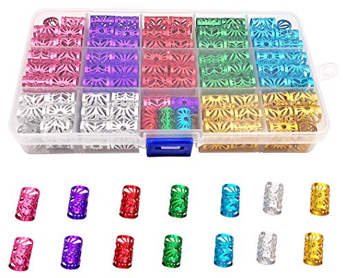 Messen 170 Pieces Dreadlocks Beads Multicolor Aluminum Dread Locks Metal Cuffs Hair Decoration Braiding Hair Jewelry (Not Break Easily)