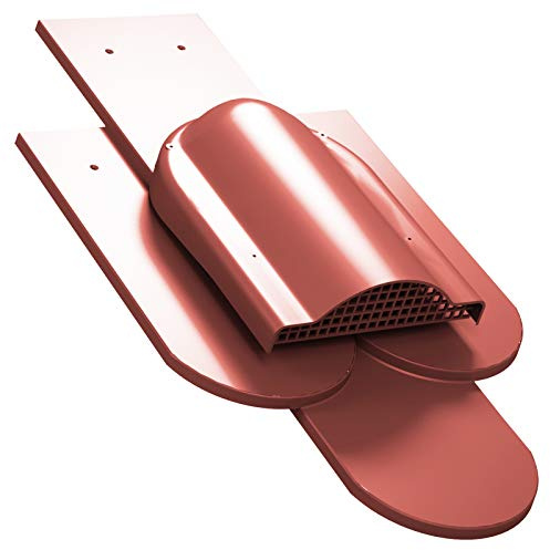 Parotec Flachlüfter für Doppeldeckung aus Biberschwanzziegel – RAL 3009 Rot | Dachfläche Entlüfter für Keramische Dachziegel Komplett mit Abdeckungspfanne Lüftungsziegel Robust und Langlebig