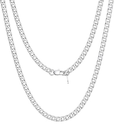 GOLDCHIC JEWELRY 4mm Flat Cuban Chain Necklace Short, 316L Stainless Steel Crub Basic Link for Men Women, 14+2 inches