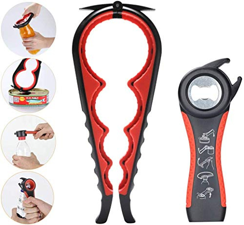 Opaceluuk Kit de abridor de Botellas, 5 en 1 y 4 en 1, multifunción, fácil de Usar para niños, Ancianos y sufridores de Artritis, Ayuda de Agarre de Mano de Silicona